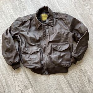 Knox Armory Genuine Brown Leather Bomber Flight Jacket Air Force Mens Sz 2XL
